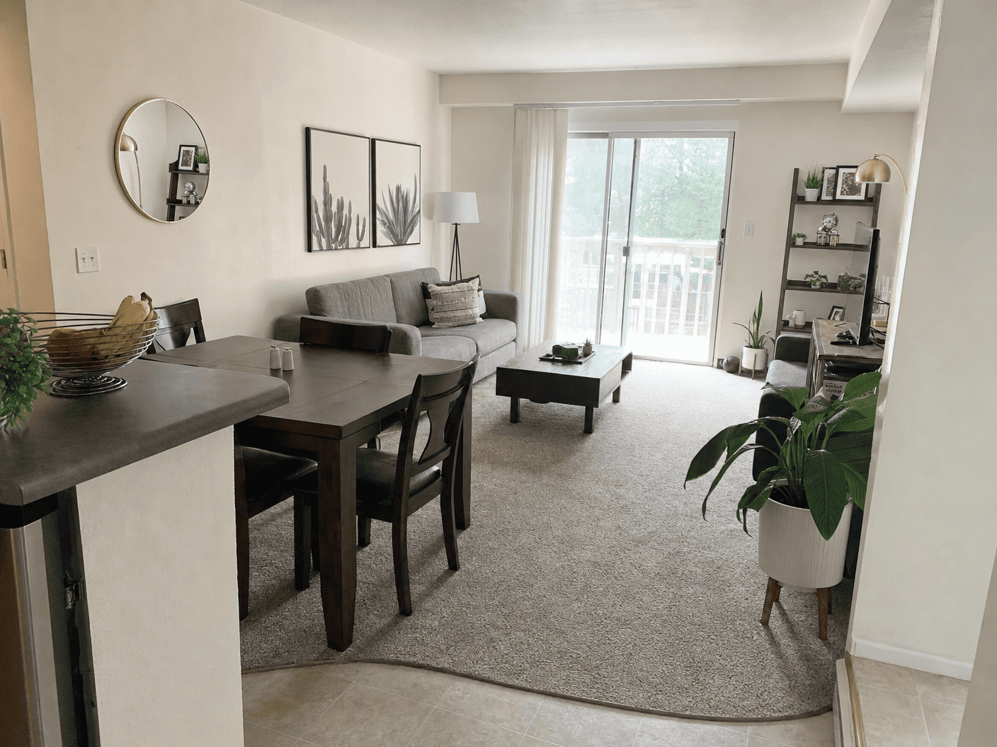 Neat and comfortable apartment living and dining room